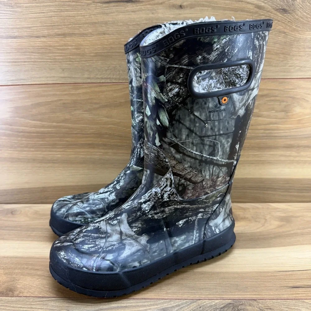 BOGS Rain Boot Plush Mossy Oak Camo Youth 3 Big Kids Faux Fur Lined Waterproof